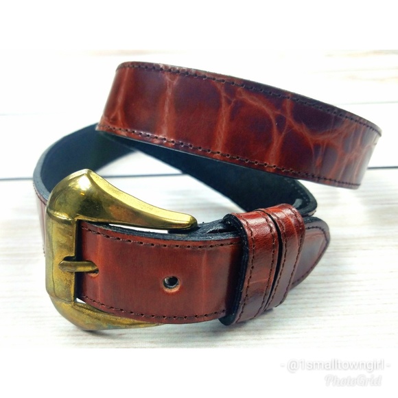 Vintage Joan & David leather crocodile belt - Picture 2 of 4